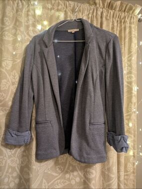 Skies Are Blue Heather Grey Open-Front Knit Blazer